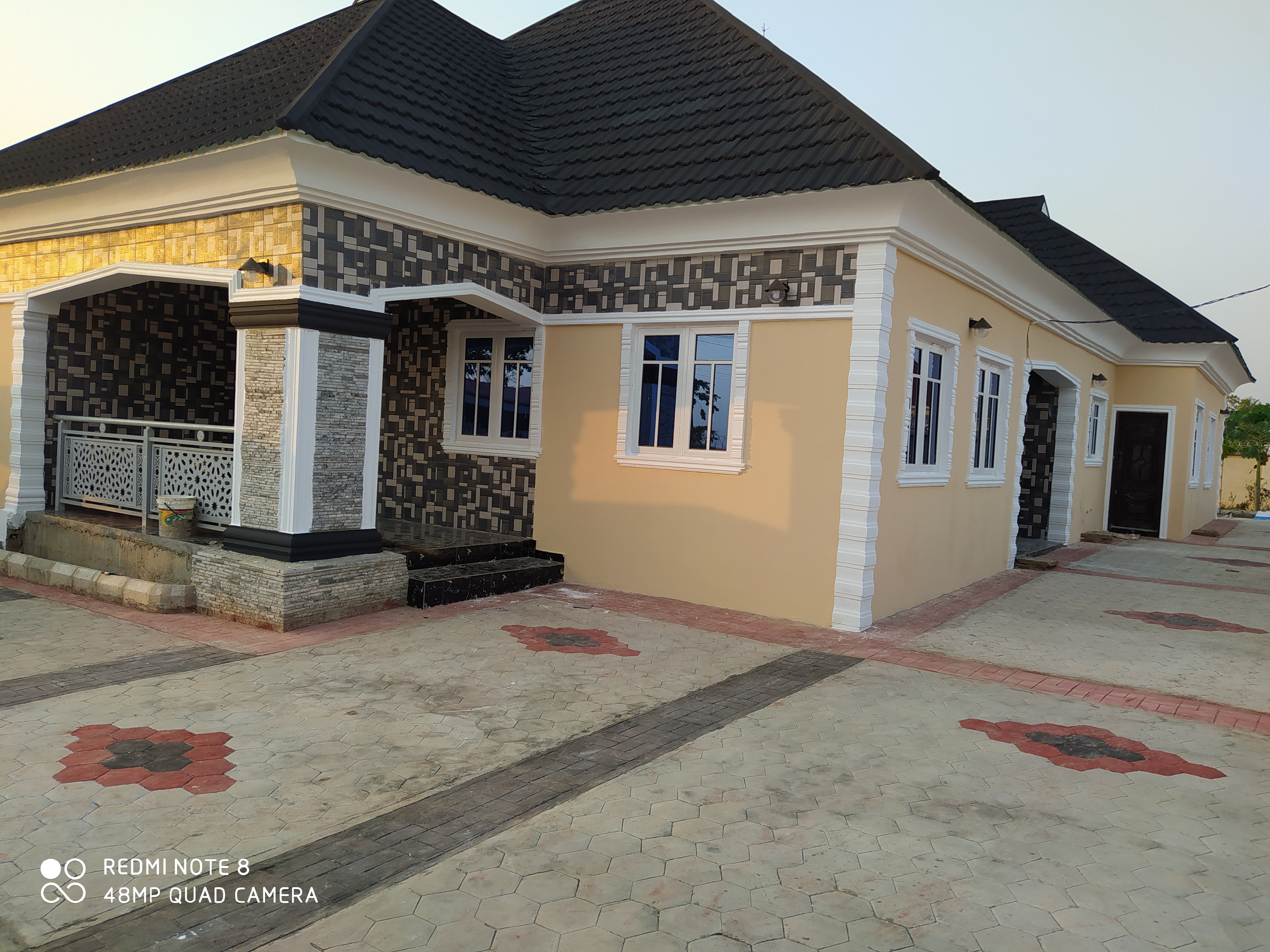 Exterior painting with white trim